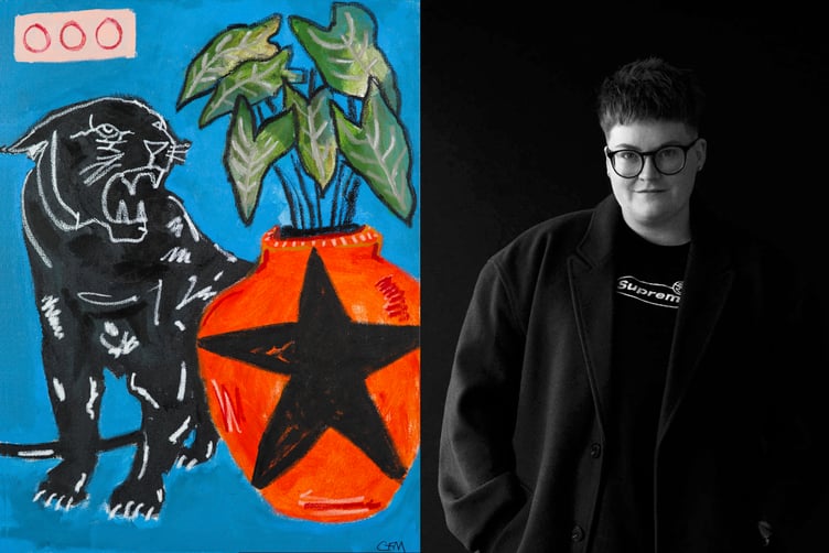 ‘Staying Grounded’ and portrait of the artist Caitlin Flood-Molyneux by Owen James Vincent