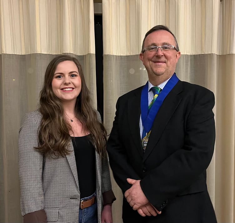 This year’s Ambassador, Ffion Edwards, pictured with the Society President, Adam Thorne, at the AGM earlier this year.