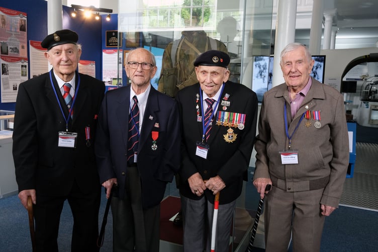 The four World War II Veterans at Pembroke Dock Heritage Centre. Left to right: Idwal Davies, Tony Bird, Neville Bowen, Duncan Hilling.