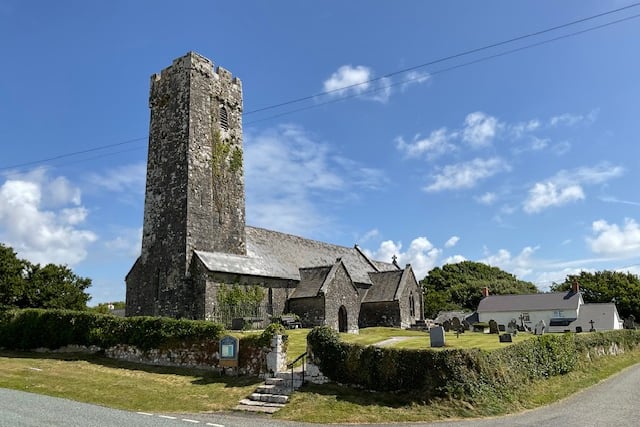 St Twynnells Church is a small church situated on the top of a hill overlooking the Castlemartin Range at Merrion, with views to Bosherston and Freshwater West and on a good day - Lundy Island.