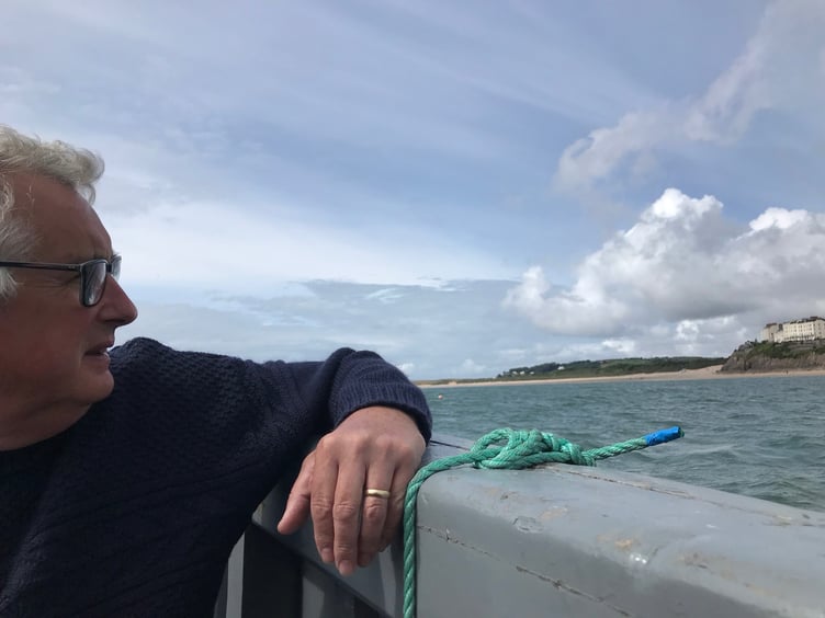 Artist Neil Carroll on Caldey boat