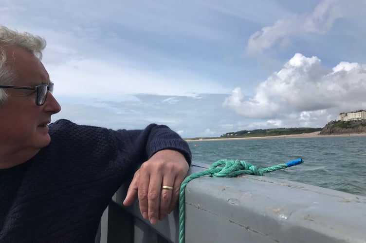 Artist Neil Carroll on Caldey boat