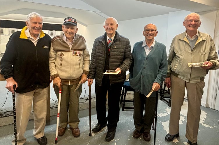Pictured from left to right are World War II veterans Duncan Hilling, Neville Bowen, Idwal Davies, Tony Bird and Archie Thomas at the shooting competition.