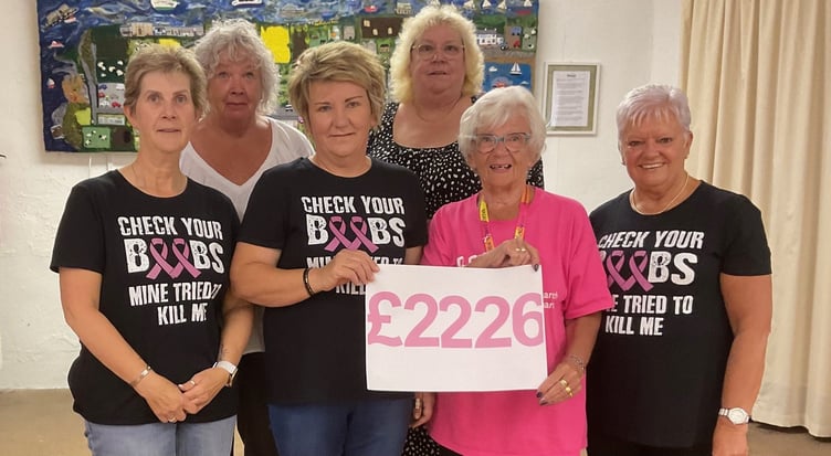 Pictured with Sheila Ralph local volunteer for the ‘Tit Club’ afternoon tea and raffle, in aid of Breast Cancer Now, are Kathy, Kath, Jane, Julie and Jan. Judith was unable to be in the picture as she was having treatment.