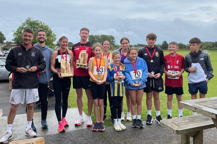 Dash for Ash winners Jerome Mansbridge, Jordan Asparassa, Jodie Hughes, Rhys Emanuel, Emiley Baker, Jamie Hutchinson, Hallie Griffiths, Allie Adams, Florence Harland, Dewi Harland, Cobyn Phillips and Dexter Clement.