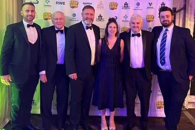 Group officers of Kilgetty AFC: Director Of Football James North, Treasurer Mike John, Chairman Lukas Gamble, Secretary Sharron Hardwick, President Allen Hurst, Social Media Officer Mathew Davies.