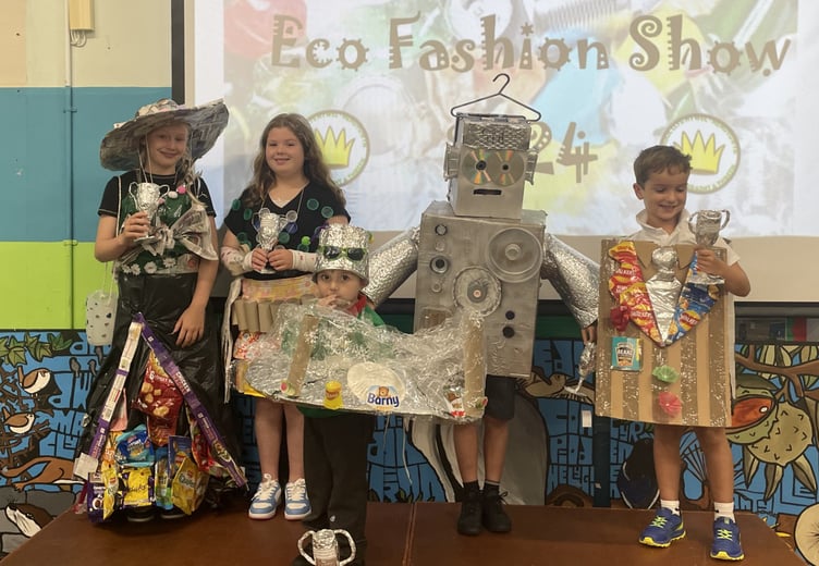 To raise awareness for recycling week, Whitland’s Ysgol Llys Hywel pupils made their own outfits and showcased these in their very own Eco Fashion Show!