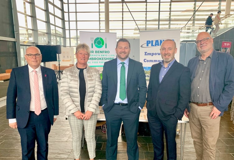 Sponsored by local Senedd Member Samuel Kurtz, PLANED was one of ten organisations from across Wales who successfully bid for the opportunity to have a promotional stand for the day in the main public area of the Senedd Building. Pictured are Paul Davies MS; Sue Latham, PLANED; Samuel Kurtz MS; Iwan Thomas, PLANED; John Ewart, PLANED
