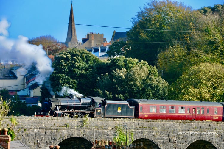 On a trip organised by The Railway Touring Company, the Pembroke Coast Express recalled the 1950s days of named steam trains on the former Western Region of British Railways as it set down and picked up passengers from Tenby station on Sunday, October 20.