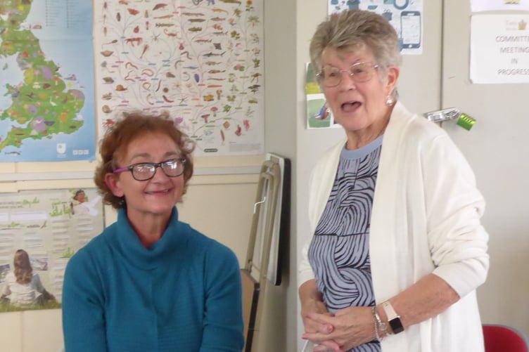 Tenby Observer Marketing Advisor Carolyn Cox with Tenby Friendship Club chair Ann Elms.