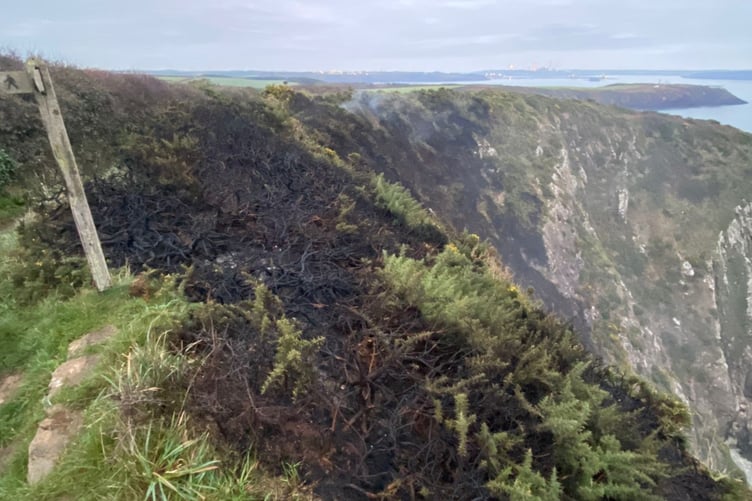 Damage after grass fire at St Ishmaels, Pembrokeshire