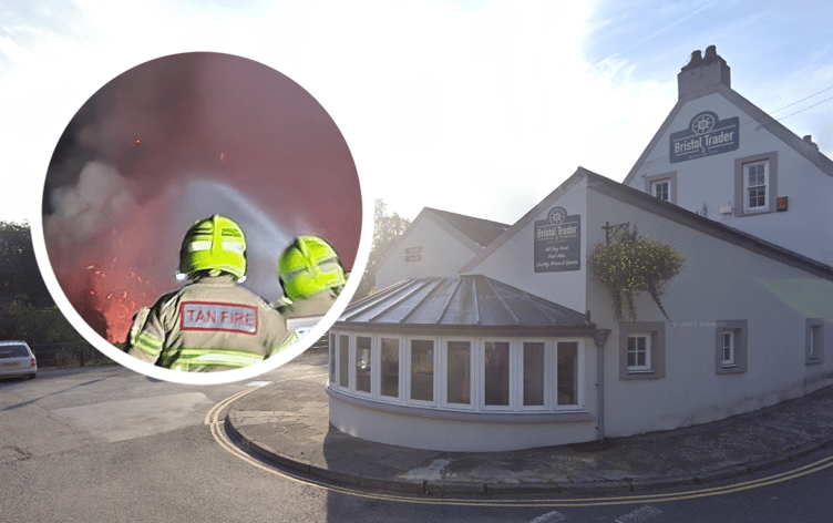 Bristol Trader, Haverfordwest, inset of firefighters