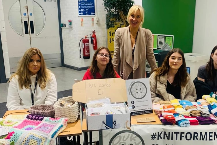 Every fortnight, Knit for Mental Health visits Pembrokeshire College to encourage craft.