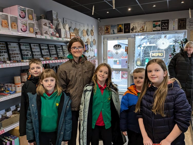 Pupils from Ysgol Llys Hywel visiting Crystals and Crafts, Whitland