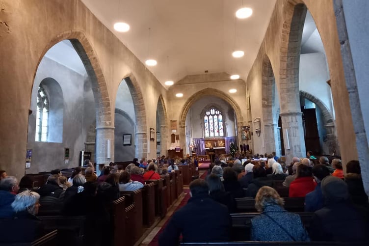 A packed St Mary’s Church at Carew for Sageston CP School’s Carol service
