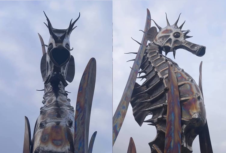 The five metre seahorse sculpture by Gideon Petersen