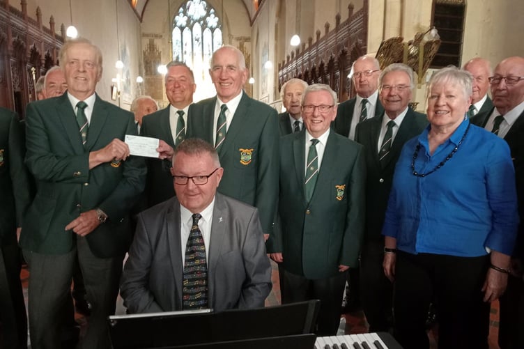 Pembroke and District Male Voice Choir (members of which are pictured at a cheque presentation last September) will be returning to Monkton Priory on Friday for an RNLI fundraiser.
