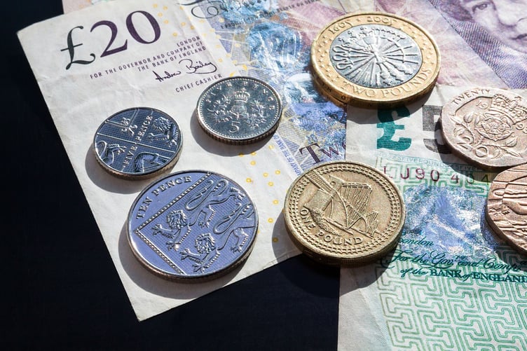 English pounds sterling cash notes coins
