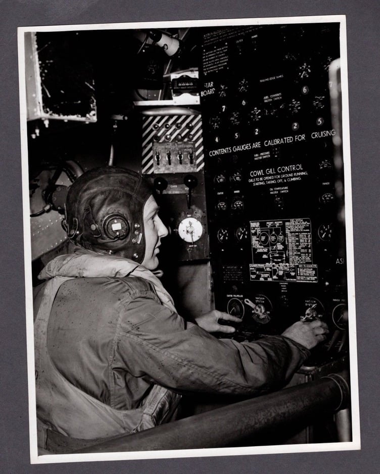Flight Engineer at his panel on a Sunderland flying boat. Photo: Pembroke Dock Heritage Centre