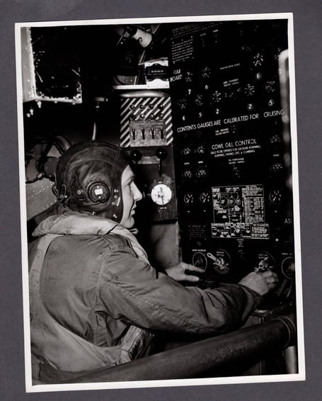 Flight Engineer at his panel on a Sunderland flying boat. Photo: Pembroke Dock Heritage Centre