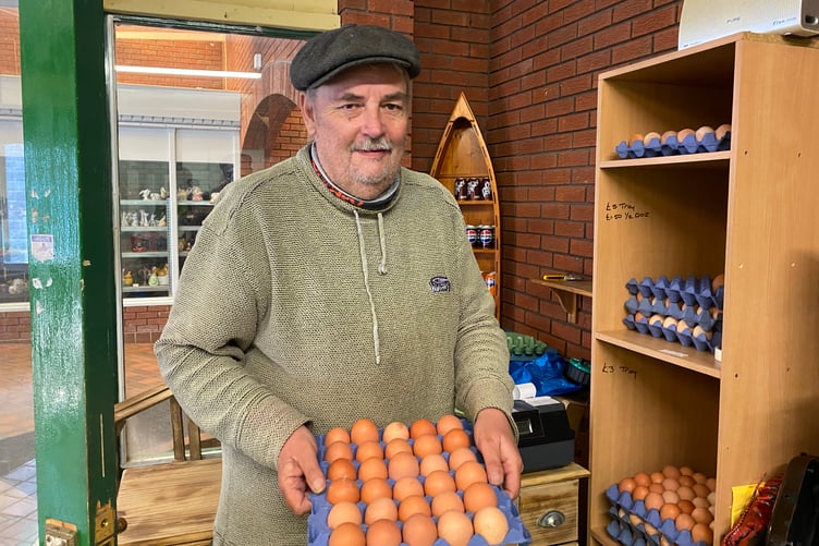 Tom sells fresh local eggs at his new fruit and veg shop in the St Govan’s Centre, Pembroke Dock