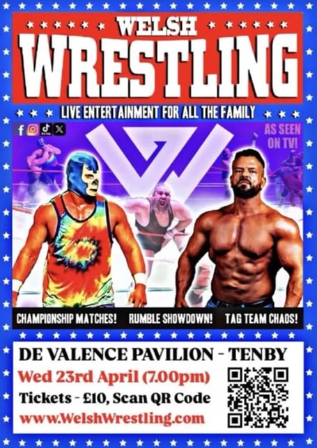Welsh Wrestling, De Valence Pavilion, Tenby: Wednesday, April 23, 7pm