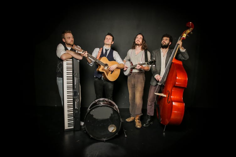 Josh Wells, Matthew Emeny, Stan Elliot and Samuel Freeman in The Mumford & Sons Story – Awake My Soul, to be performed at the Torch Theatre, Milford Haven on May 9.
