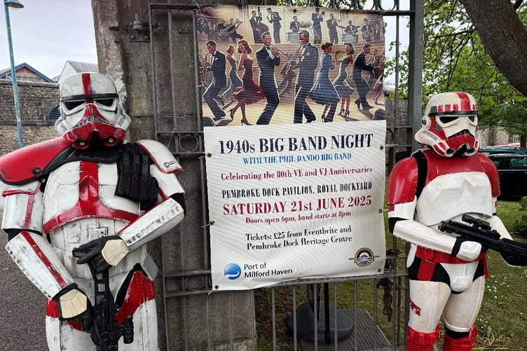 Stormtroopers helping to promote the Pembroke Dock Heritage Centre’s big Forties Dance in June
