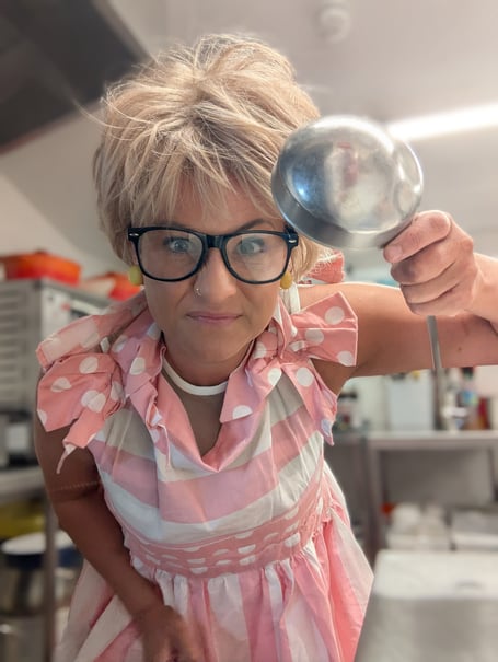 Lisa from the Café Torch posed for a picture in between making delicious dishes; she’s the theatre’s favourite dinner lady – but who’s yours?