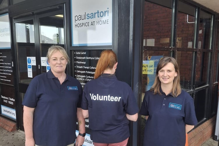 Modelling the volunteer polo shirts are: Jo Lutwyche, Event and Fundraising Officer; Lisa Wells, Office Supervisor and Rosie-Faye Hart, Community Relationship Officer from Paul Sartori Hospice at Home.