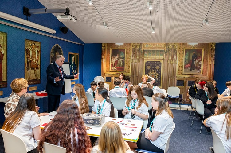 Lord Kennedy of Southwark answers questions from Ysgol Penrhyn Dewi students