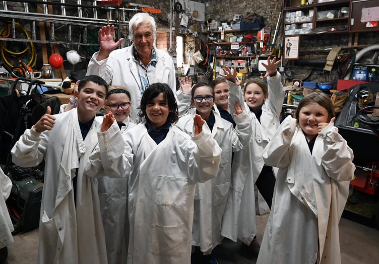 St Florence pupils ready for their laboratory workshops with Prof Campbell CBE