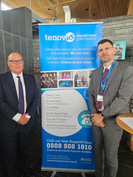 Paul Davies MS is pictured with Greg Pycroft, Policy and Public Affairs Manager at Tenovus