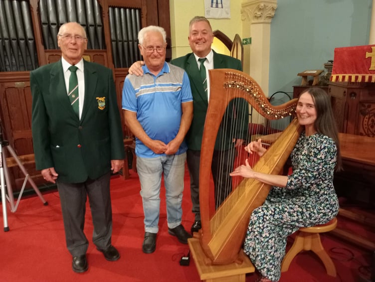 Jess Ward and Pembroke Male Voice Choir reps at St Johns, Tenby