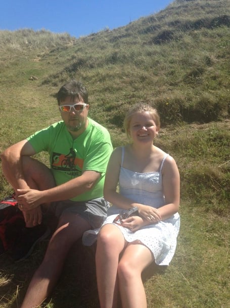 A teenage Eve Thomas and her dad Nigel