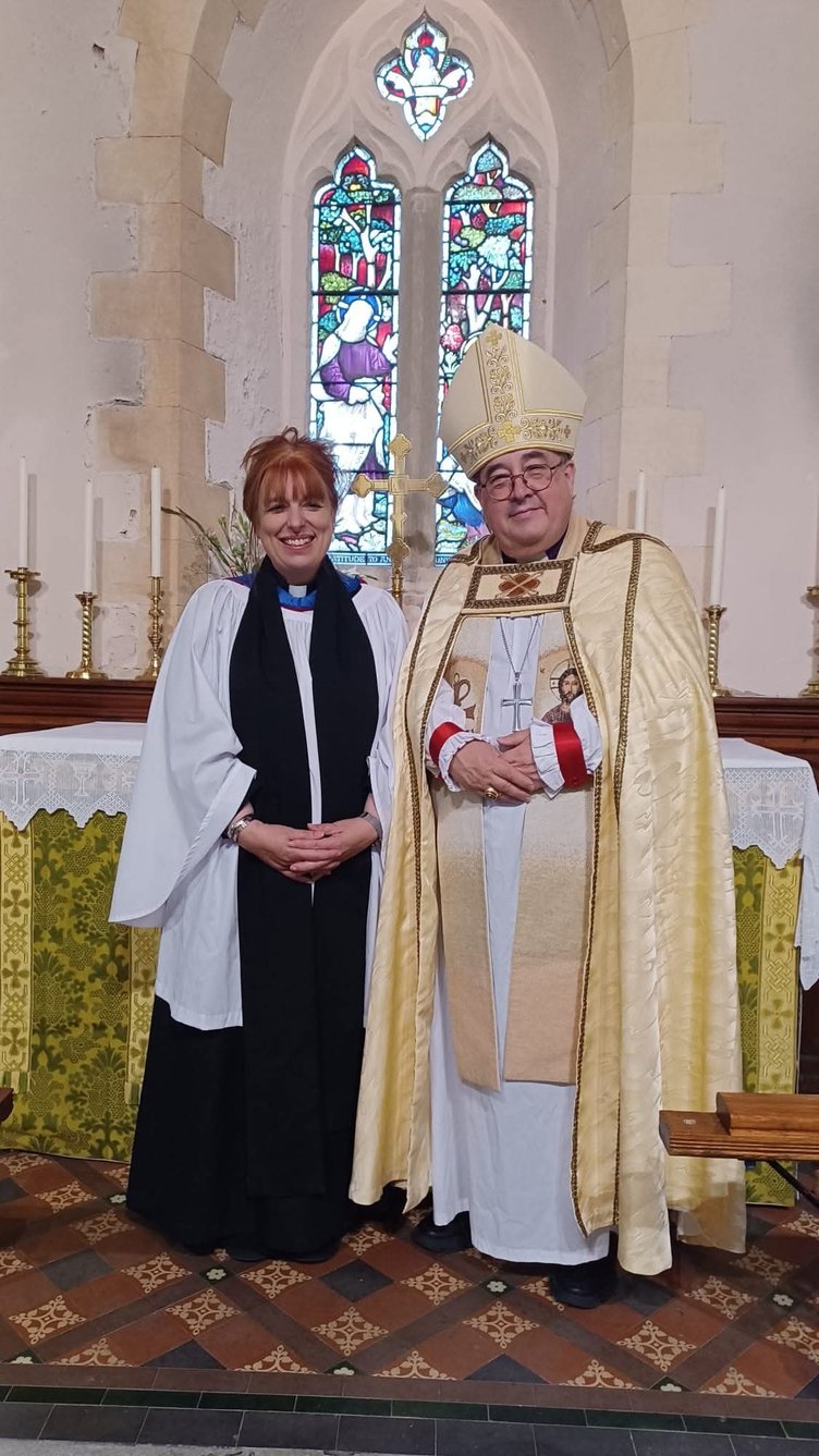 Licensing service for Rev’d Martine Johnson with Rt Rev’d Dorrien Davies, Bishop of St Davids, at St Mary’s Church, Begelly on Sunday, June 22, 2025