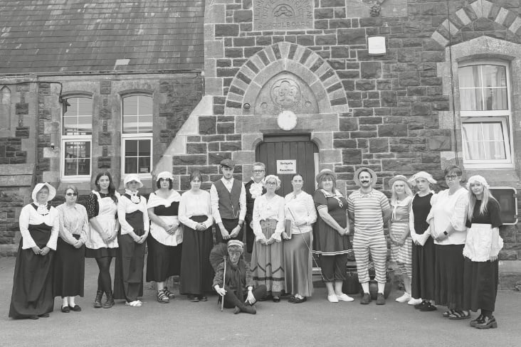 School staff joining in the Victorian-themed fun at Ysgol Llys Hywel, Whitland