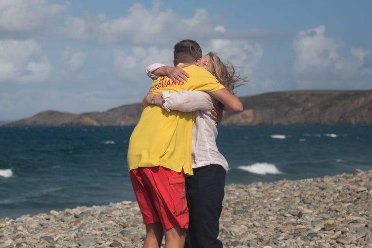 Joanna Hicks reunites with Lifeguard Matty McLeod on Newgale beach
