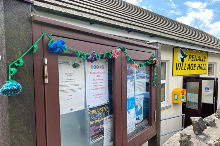 Penally Village Hall and noticeboard