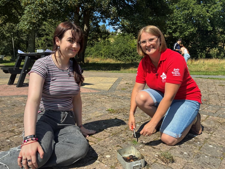 Meghan enjoying a break from her caring duties with Vikki Phillips from Action for Children