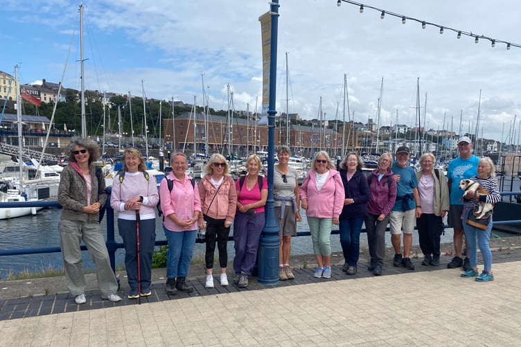 Members of Llanteg Community Walking Group at Milford Marina on Sunday, July 27.