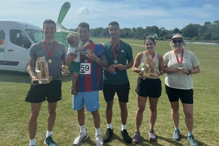 Adult winners in the 2025 Dash for Ash: Pictured from left to right are Jordan Asparassa, Rio Williams, Jerome Williams, Daryl Williams, Emma Thomas and Hannah Faulkner.