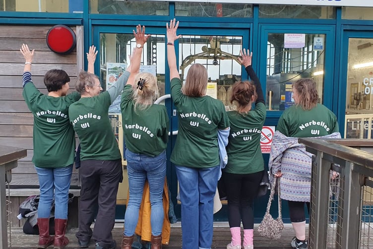 Narbelles WI members seen outside Tenby Lifeboat Station