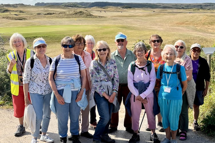 Steps2Health members walk for up to an hour every Saturday, year round. The ‘Steadies’ are pictured during their walk near Black Rock, Tenby on August 23.