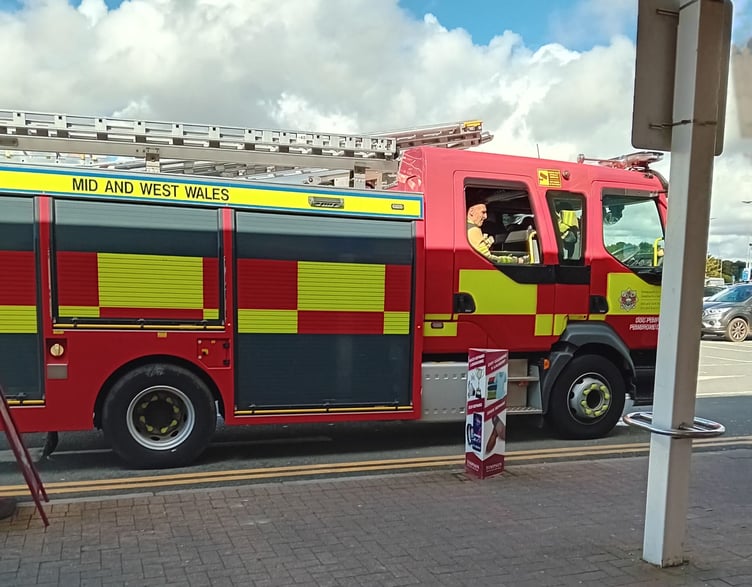 Fire engine outside Tesco’s, Pembroke Dock
