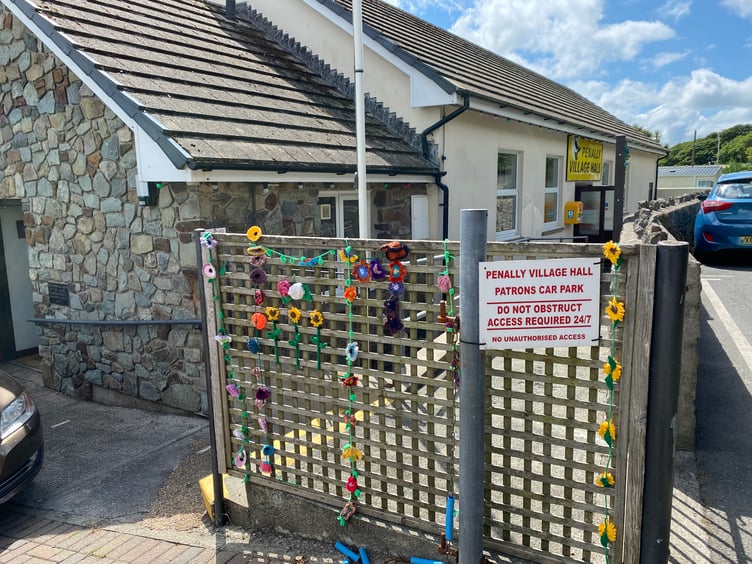 Penally Village Hall with flowers