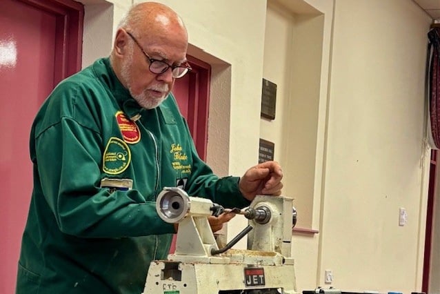 John Blake demonstrating his craft at Carew WI