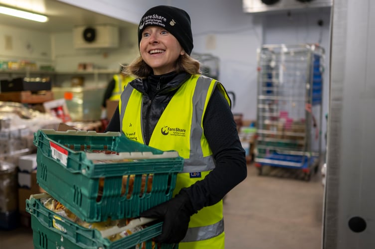 A volunteer with FareShare Cymru.