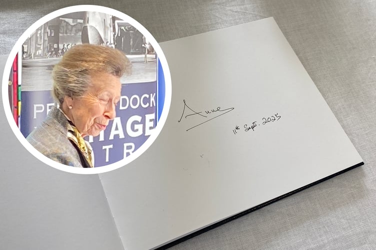 Visitor book signed ‘Anne’ at Pembroke Dock Heritage Centre