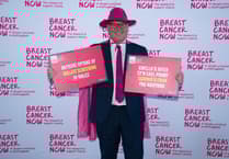 Paul Davies wears it pink for better breast screening in Wales